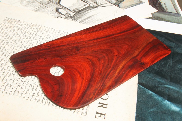 调色板 赞比亚血檀料 实木油画调色板 手工...