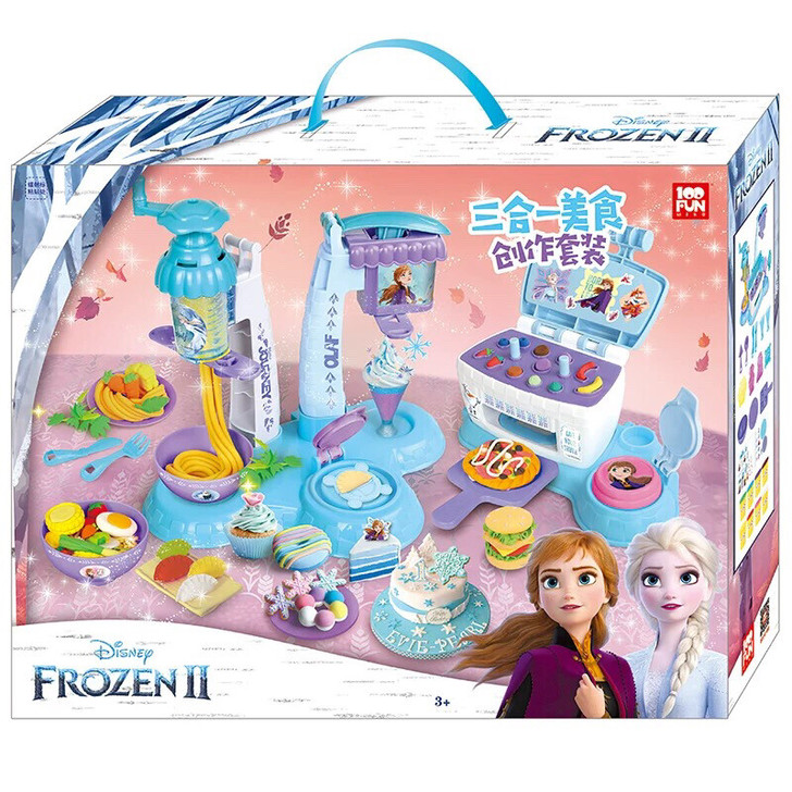 正版迪士尼冰雪奇缘蛋糕冰淇淋套装橡皮泥彩泥...