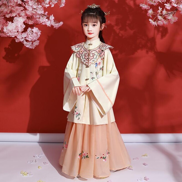 女童汉服明制小女孩古装棉袄广袖超仙中国风儿...