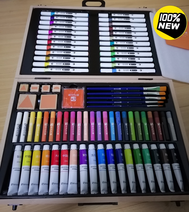 斑马美术绘画套装,木盒子,一大箱,质量超级...