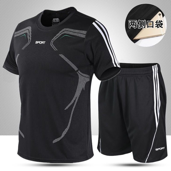 跑步健身透气速干衣运动套装男夏季新款短裤短...
