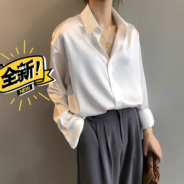 丝绸缎面衬衫女 设计感小众轻熟2021夏季...