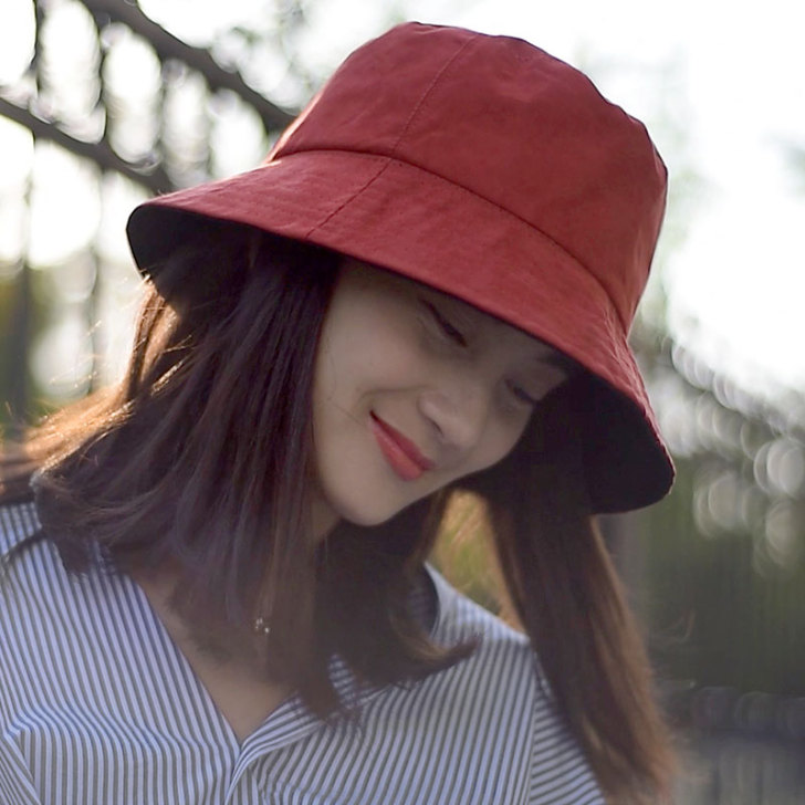 色璞双面渔夫帽女 优雅小檐帽 棉麻可折叠防...