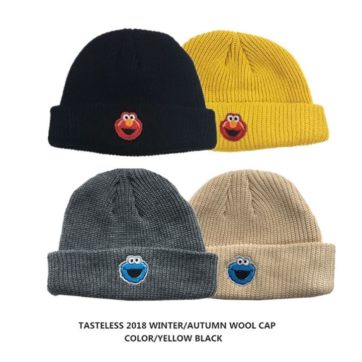 TASTELESS芝麻街风格毛线帽瓜皮帽针...