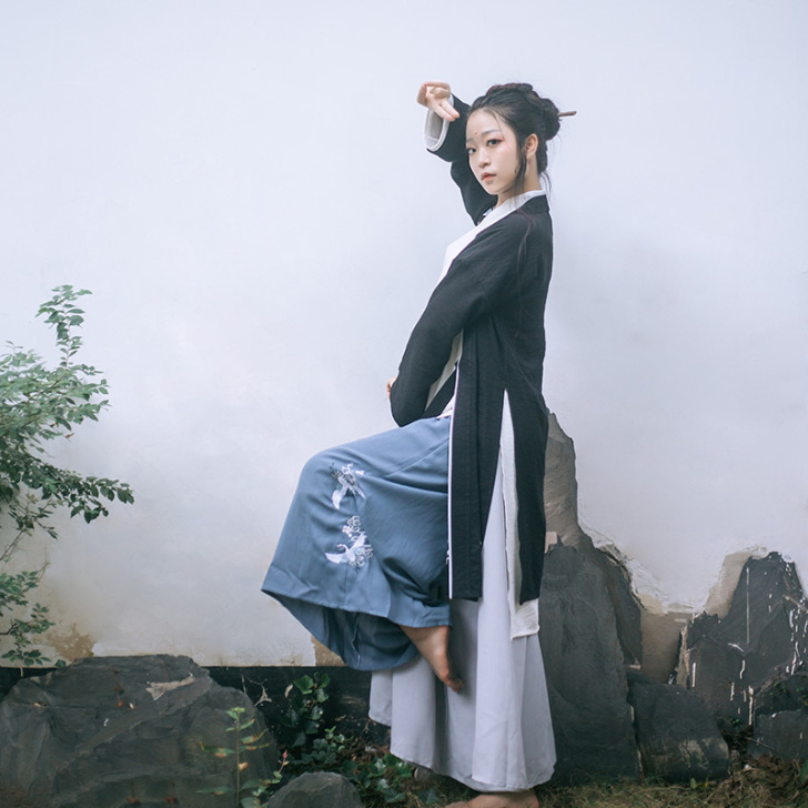 池夏 流岚:十鹤图 原创改良汉服宋制长衫褙...