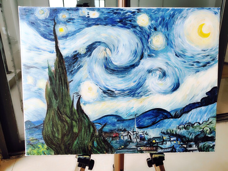 油画星空 全新 尺寸30*40，材料:温莎...