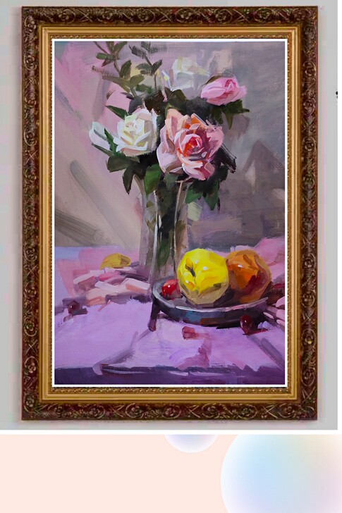 出水粉静物作品一张(4k卡纸无框），有意私...