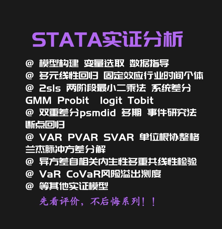 先 看评价，stata编程建模辅导 实证指导