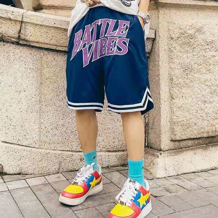 美式复古篮球刺绣五分裤夏季新款复古运动裤美...