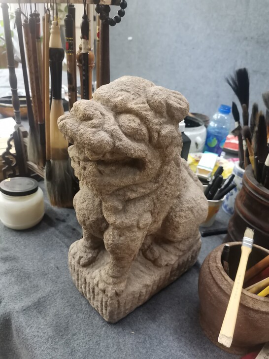 品相完好的砂石狮,包老,元明老货高35