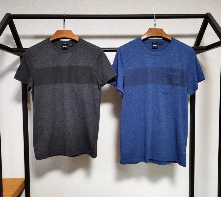 闲置雨果大老板T恤棉麻混纺面料实拍两色包邮