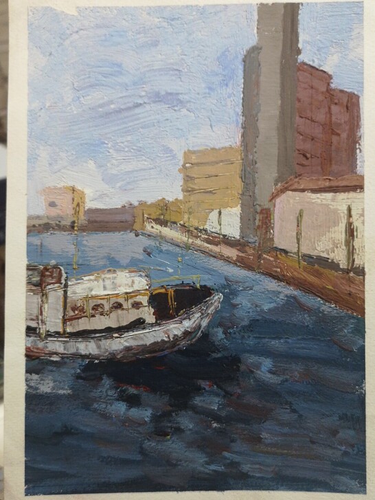 16开水粉风景画原作，夹A