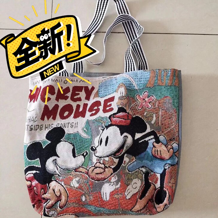 新款女包卡通织绣简约帆布包单肩包韩版休闲大...