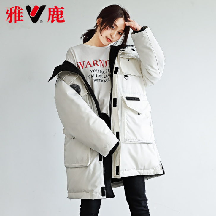 黑色yaloo/雅鹿新款羽绒服女中长款韩版...