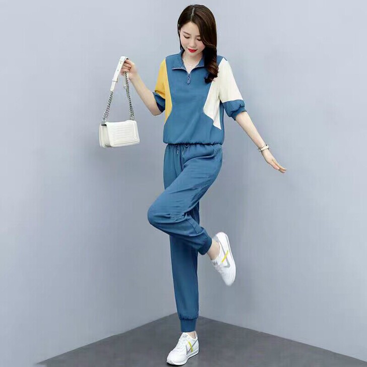 清库存夏季女士运动套装裤子洋气减龄短袖休闲...