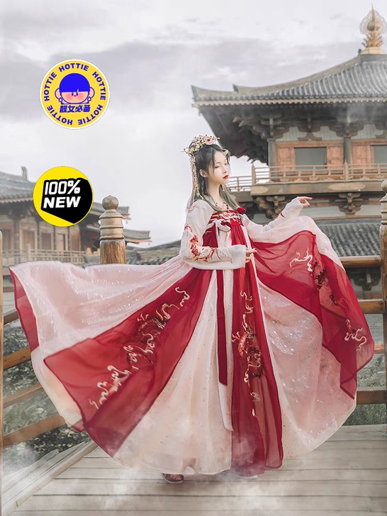 汉尚华莲中国风原创改良汉服女齐胸衫裙外层6...