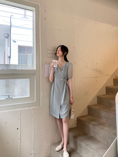 Nnzes 2019流行裙子新款夏法式收腰...