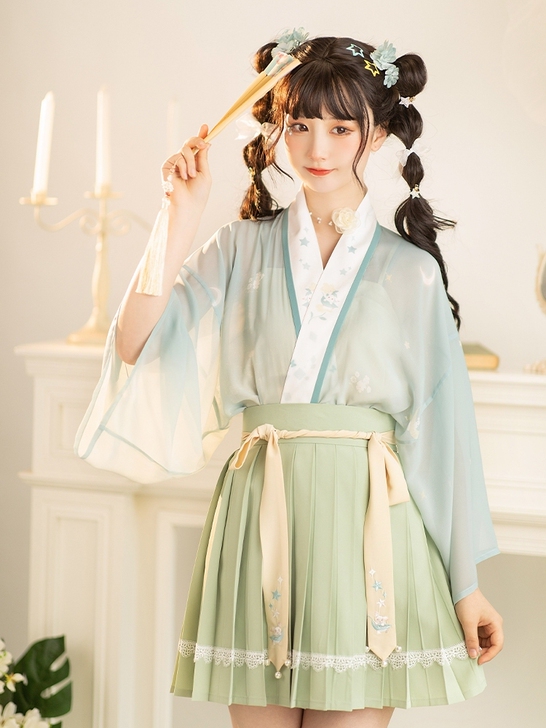 池夏 星月银河:月离 宋制对襟短衫短褶裙原...