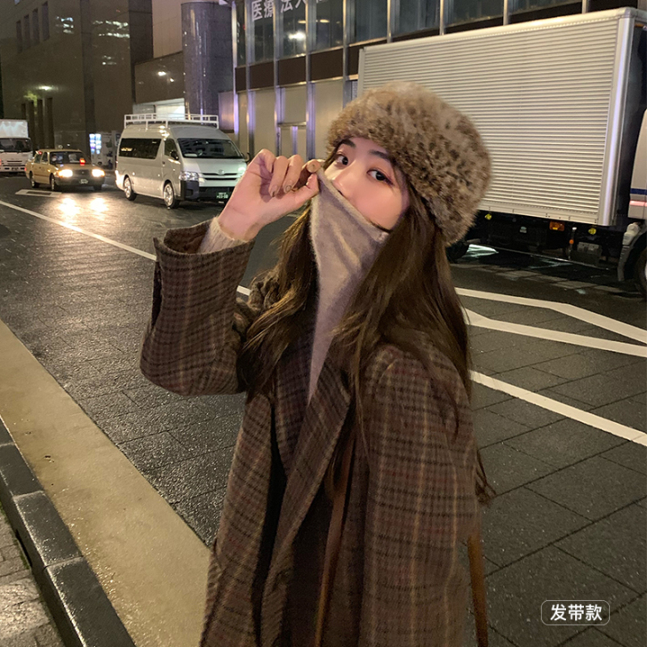 苏苏兔毛帽子新款韩版潮春季小众复古毛毛发带...