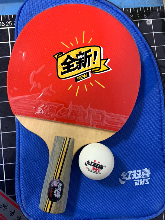 全新正品DHS红双喜乒乓球成品拍4星级双面...