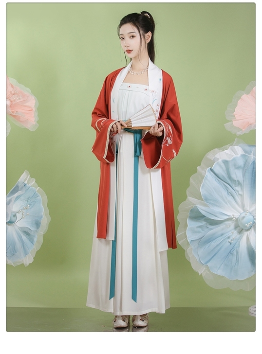 重回汉唐秋色不语宋制三件套汉服女绣花对襟衫...