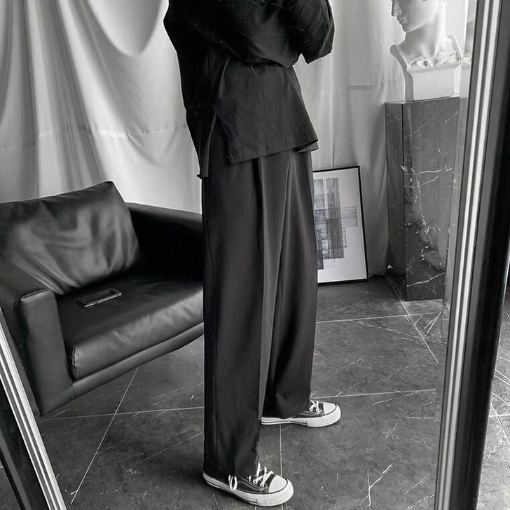 秋冬季裤子男士宽松韩版潮流阔腿坠感拖地休闲...