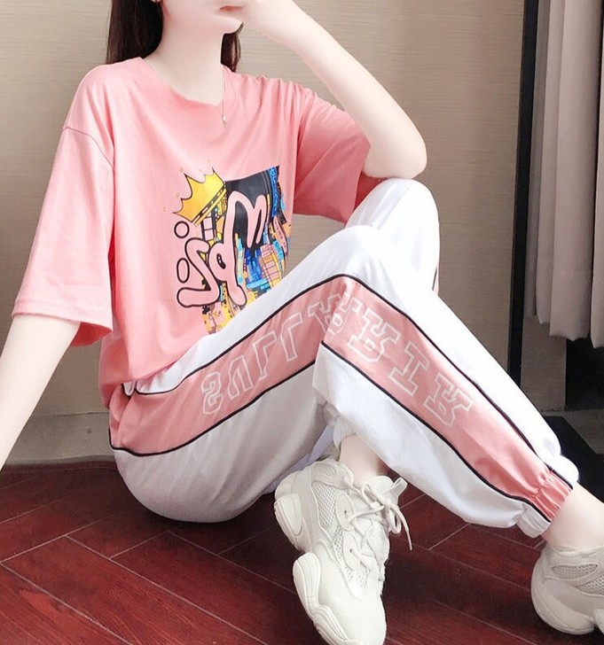 【短袖两件套 】运动套装女潮牌时尚2021...