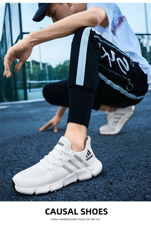 阿迪2021夏爆米花飞织鞋休闲鞋子跑步鞋男