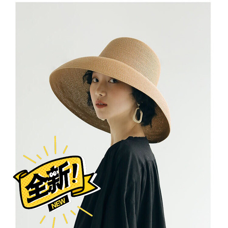 草帽女夏天大檐出游防晒复古大帽檐赫本风遮阳...