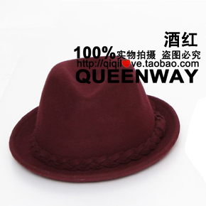 韩国代购纯羊毛呢男士复古英伦爵士小礼帽 时...