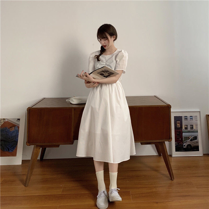 法式小众后背镂空蝴蝶结裙子超仙女森系 收腰...