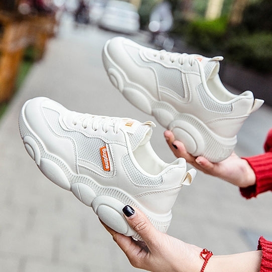 小熊鞋底女老爹鞋女运动鞋学生韩版百搭休闲小...