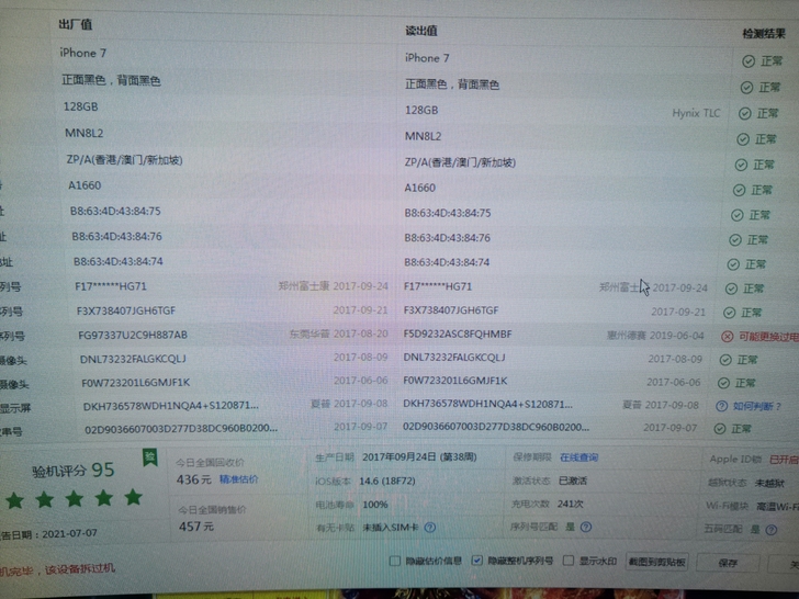 iphone7 128黑色，自用的，一点毛...