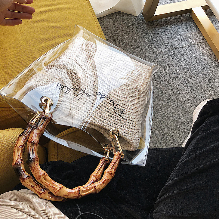 高级感包包洋气透明包竹节手提包女包新款20...