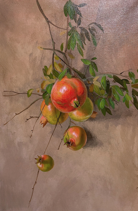 纯手绘油画,写实作品石榴,40*60cm,...