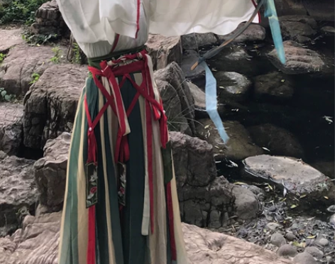 青衫吟【晚与风】晋制交领齐腰一片式褶裙汉服...