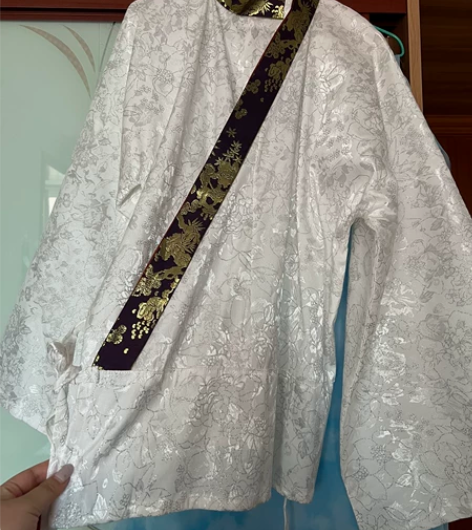 晋制汉服曲领襦来料 暗纹+银闪牡丹提花棉和...