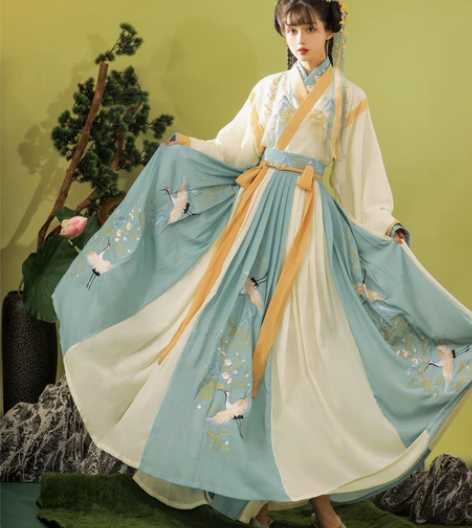 汉服初时原创设计橘枳晋制襦裙汉服简约古风春...