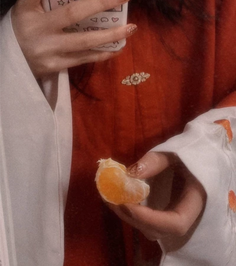 汉雅华章毛呢方领半袖L  酒红 冬天汉服搭...