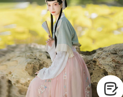 汉尚华莲载梦星河汉服女晋制交领衫裙半袖晋襦...