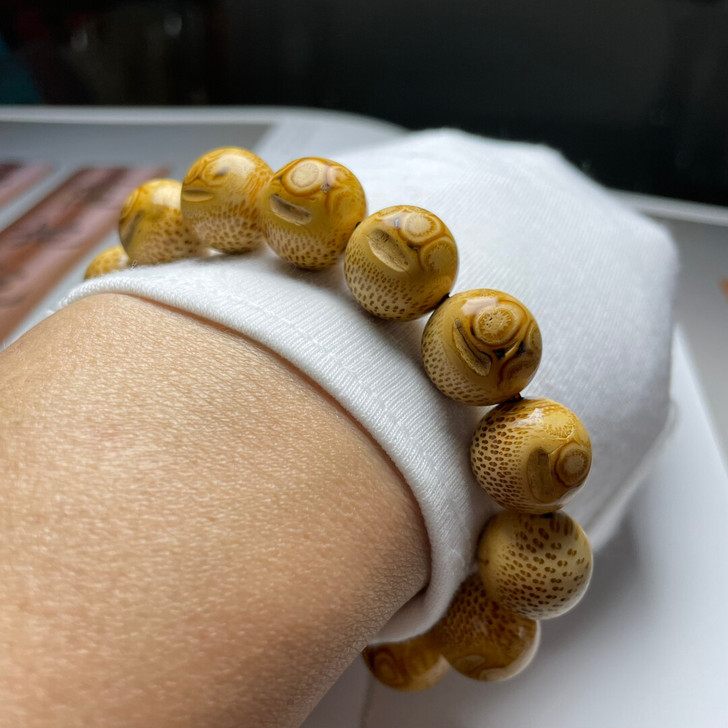 竹根雕正圆手串～选用天然带笑脸竹根手工制作...