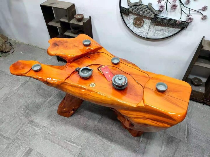 公司闲置一个根雕茶台树根茶桌整体原木茶海树...