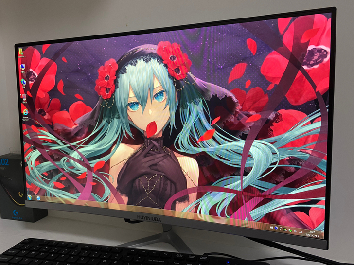 24寸直屏电竞显示器黑色曲面无边界液晶电脑...