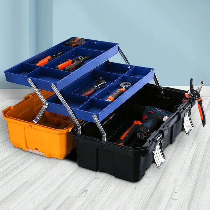三层塑料工具箱 大号家用收纳盒手提式车载中...