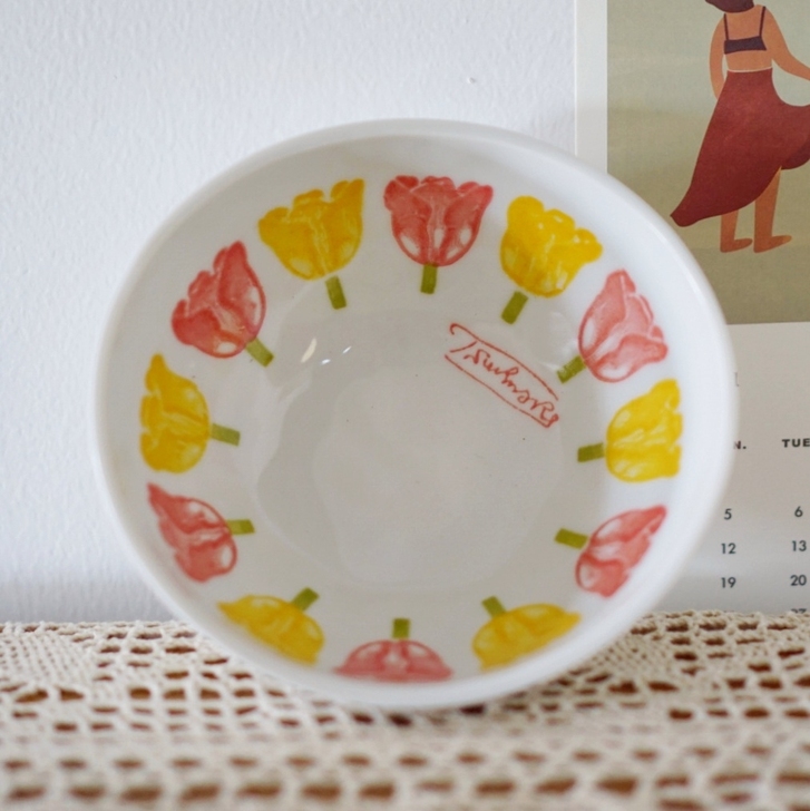 孤品Vintage马卡龙色郁金香甜品碗 中...