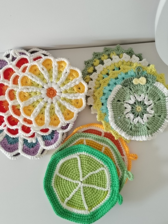 全新 纯手工钩织隔热垫杯垫茶壶垫