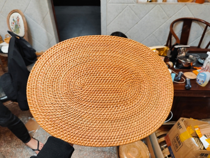 越南藤编 编织隔热垫  壶垫圆形餐桌餐垫茶...