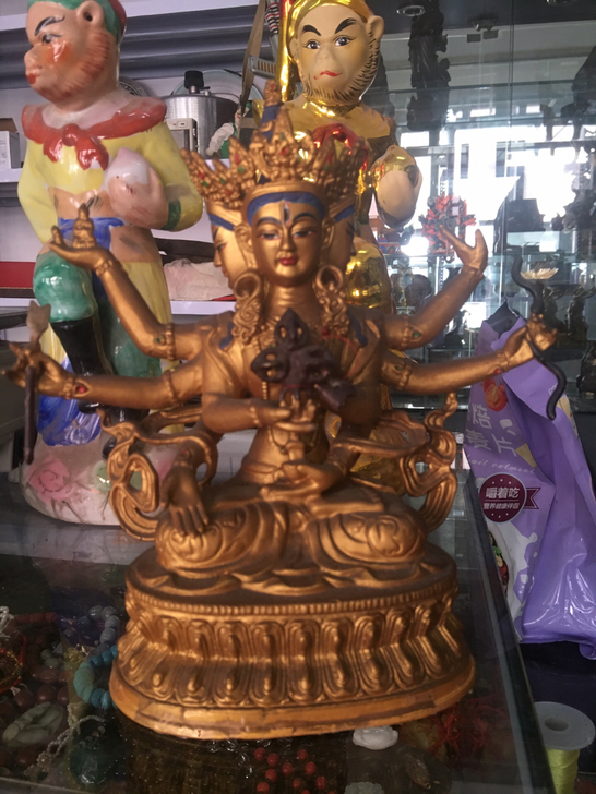 高约22.5厘米 藏传尊胜佛母佛像密宗纯铜...