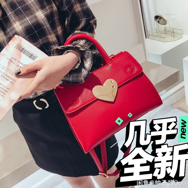 红色单肩手提包  包邮 用过一次