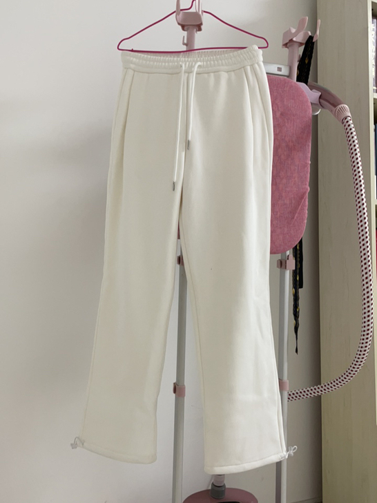 全新纯白加绒卫裤裤腿可抽绳